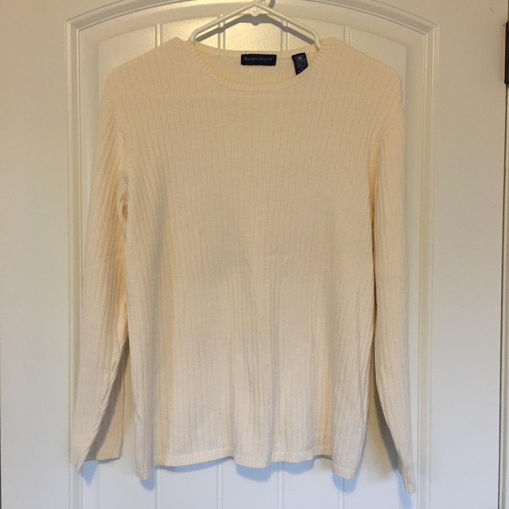 Karen Scott Off White Scoop Neck Sweater XL